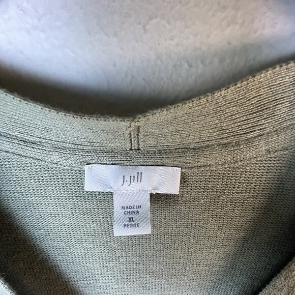 J Jill Linen Blend Button Front Sweater Dress petite XL Sage Green duster - Picture 5 of 9